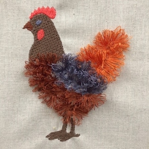 Chicken Hen Fancy Fluffy Fringe Embroidery File 4 x 4 pouces Hoop - Pes Dst Exp Jef Hus Vip XXX - Téléchargement instantané (2)