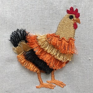 Chicken Hen  Fancy Fluffy Fringe Embroidery File  4 x 4 inches Hoop -  Pes Dst Exp Jef Hus Vip VP3 XXX - Instant Download