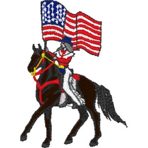 Horse Rider Usa Flag Stars and Stripes Embroidery Design Fits 4 x 4 Hoop  - Pes Dst Exp Jef Hus Vip and  XXX  - Instant Download