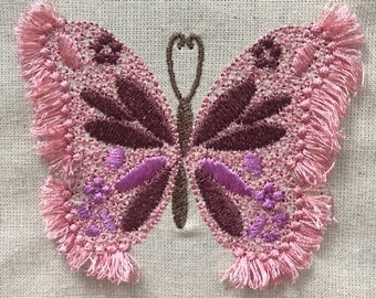 Butterfly in 3 sizes  Fancy Fluffy Fringe Embroidery File  4 x 4 inches Hoop -  Pes Dst Exp Jef Hus Vip XXX - Instant Download