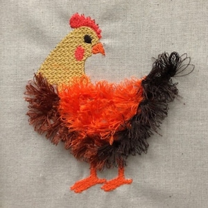 Chicken Hen  Fancy Fluffy Fringe Embroidery File  4 x 4 inches Hoop -  Pes Dst Exp Jef Hus Vip XXX - Instant Download               (1)