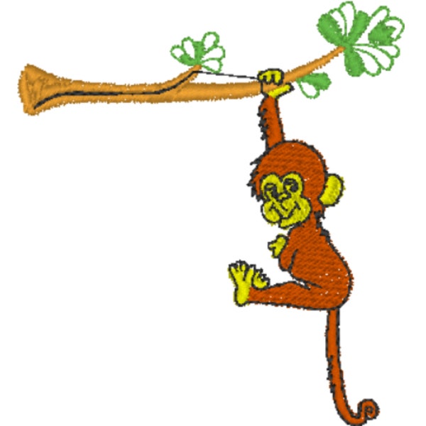 Hanging Cheeky Monkey from Tree Branch Embroidery File - Pes Dst Exp Jef Hus Vip and  XXX  - Instant Download