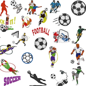 Football Set of 30 Embroidery Files fit 4 x 4 inches ( 100 x 100mm) Hoop -  Pes Dst Exp Jef Hus Vip and  XXX  - Instant Download