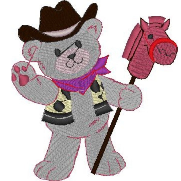 Teddy Bear with Hobby Horse - 3 Sizes Embroidery Pes Dst Exp Jef Hus Vip and  XXX  - Instant Download