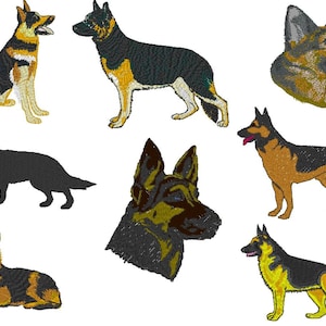 German Shepherd Alsatian Dog x 8 Embroidery Files fit 4 x 4 inches ( 100 x 100mm) Hoop -  Pes Dst Exp Jef Hus Vip XXX  - Instant Download