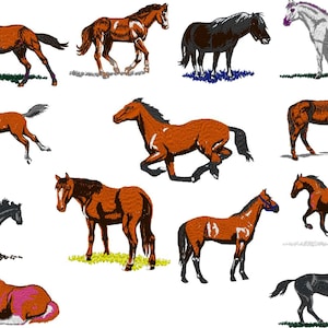 Horses  Set of 13 Embroidery Files - 4 x 4 inches ( 100 x 100mm) Hoop - Pes Dst Exp Jef Hus Vip and  XXX  - Instant Download