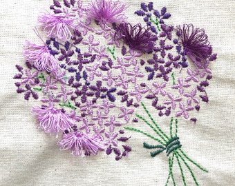 Blossom Lilac Bunch Flowers Stems Fancy Fluffy Fringe  Embroidery Files 4 x 4 inches Hoop -  Pes Dst Exp Jef Hus Vip XXX - Instant Download
