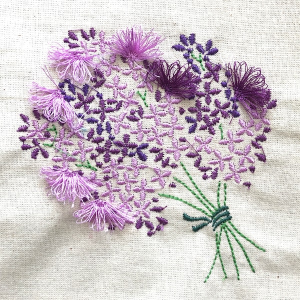 Blossom Lilac Bunch Flowers Stems Fancy Fluffy Fringe  Embroidery Files 4 x 4 inches Hoop -  Pes Dst Exp Jef Hus Vip XXX - Instant Download