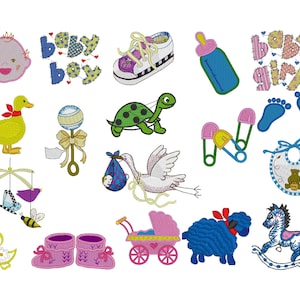 Baby New Born Set of 18 Embroidery Files 4 x 4 inches ( 100 x 100mm)  Pes Dst Exp Jef Hus Vip and  XXX  - Instant Download