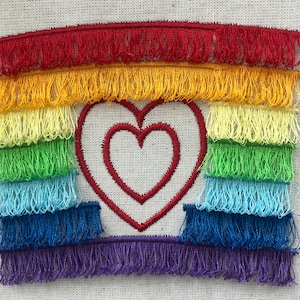 Rainbow Heart Fancy Fluffy Fringe in 2 Sizes Embroidery Files fit 4 x 4 inches Hoop -  Pes Dst Exp Jef Hus Vip and  XXX - Instant Download