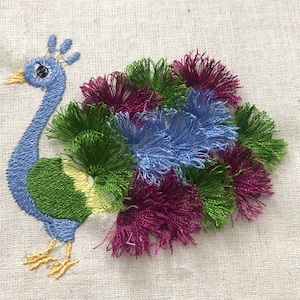 Peacock Fancy Fluffy Fringe in 3 Sizes Embroidery Files fit 4 x 4 inches Hoop -  Pes Dst Exp Jef Hus Vip and  XXX  - Instant Download