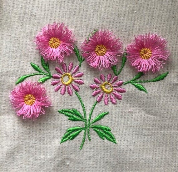 Flowers Stems Fancy Fluffy Embroidery Files Fit 4 X 4 Inches