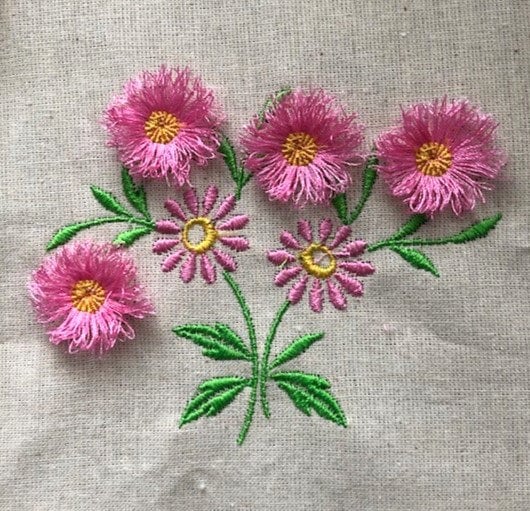 Flowers Stems Fancy Fluffy Embroidery Files Fit 4 X 4 Inches Hoop