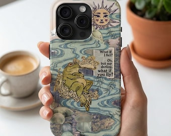 Vintage Frog Quote Phone Case, Retro Art Collage - iPhone and Samsung
