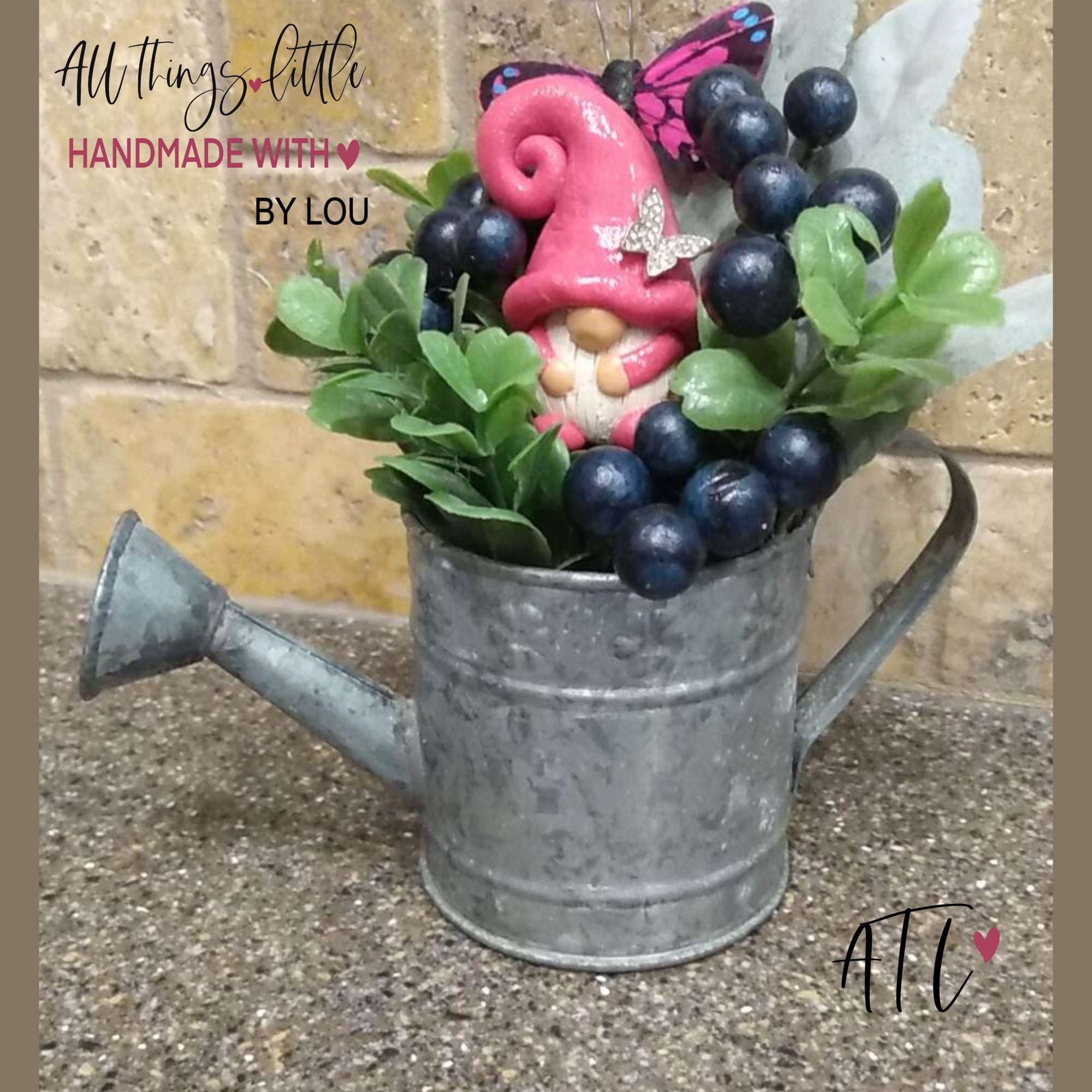 Mini Galvanized Watering Can Mini Gnome Greenery Etsy