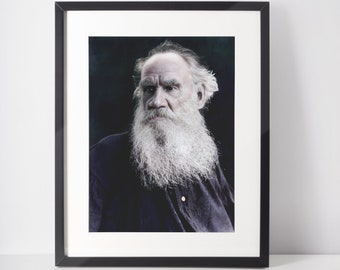 Leo Tolstoy Photo, 1900, Digitally Enhanced and Colourised, Digital Image Download for Print, Web or Phone wallpaper