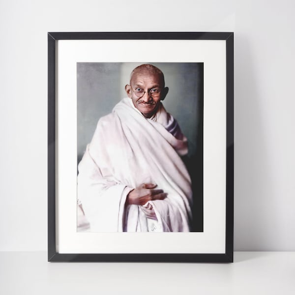 Mahatma Gandhi Photo, 1931, Digitally enhanced and colourised, Instant Print Photos, Digital Art Download For Photo Printing, Mini prints