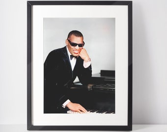 Ray Charles photo, 1969, Instant Print Photos, Digitally enhanced and colourised, Digital Art Download For Photo Printing, Mini prints