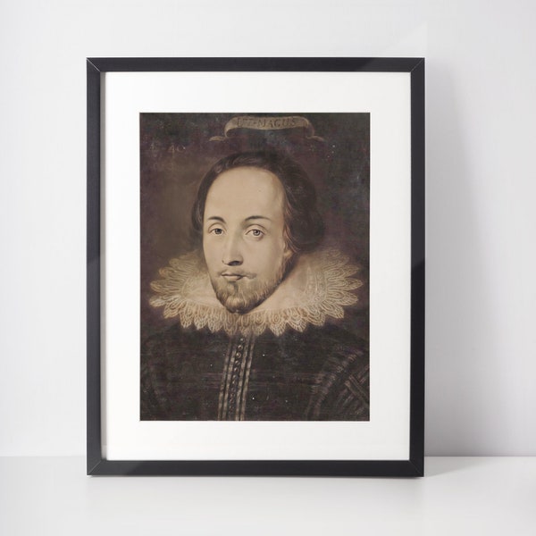 William Shakespeare, portrait by Richard Earlom, 1610, Instant Print Photos, Digitally Enhanced Art Download For Photo Printing, Mini prints