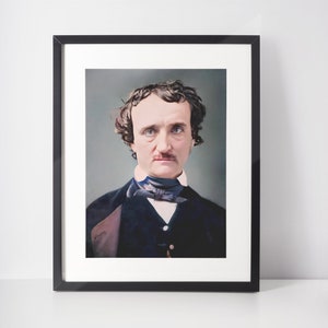 Edgar Allan Poe Photo, 1849, Digitally enhanced and colourised, Instant Print Photos, Digital Art Download For Photo Printing