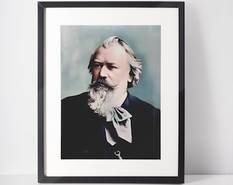 Johannes Brahms Photo, 1889, Digitally enhanced and colourised, Instant Print Photos, Digital Art Download For Photo Printing