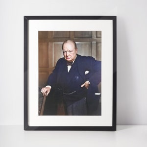 Sir Winston Churchill, 1941, Digitally enhanced and colourised, Instant Print Photos, Digital Art Download For Photo Printing, Mini prints