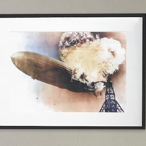 Hindenburg burning, May 6, 1937, Digitally enhanced and colourised, Instant Print Photos, Digital Art Download For Photo Printing, Photo art