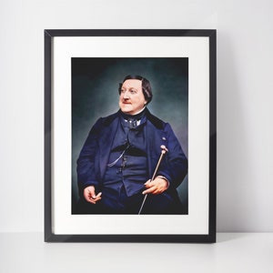 Gioachino Rossini Foto, 1865, Digital verbessert und coloriert, Digitales Bild Download für Print oder Telefon Wallpaper