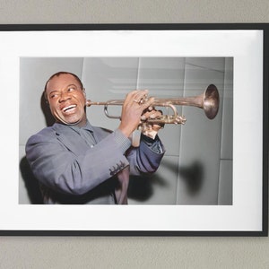 Louis Armstrong Photo, Digitally enhanced and colourised, Instant Print Photos, Digital Art Download For Photo Printing, Mini digital print