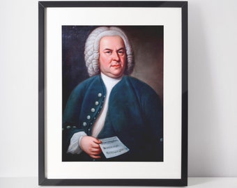 Johann Sebastian Bach, portrait by Elias Gottlob Haussmann,1748, Instant Print Photos, Digitally Enhanced Art Download For Photo Printing