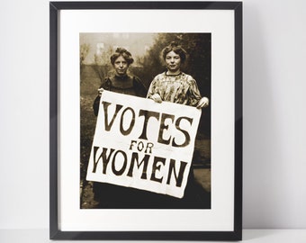 Votes for Women Photo, 1908, Digitally enhanced black and white, Instant Print Photos, Digital Image Download