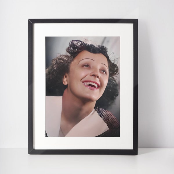 Edith Piaf Photo, 1946, Digitally Enhanced and Colourised, Digital Image Download, Titled, Untitled and Original Images