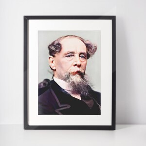 Charles Dickens Photo, 1867, Digitally enhanced and colourised, Instant Print Photos, Digital Art Download For Photo Printing, Mini prints