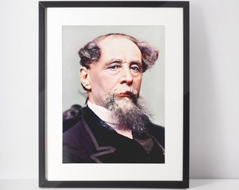 Charles Dickens Photo, 1867, Cyfrowo ulepszone i pokolorowane, Zdjęcia do natychmiastowego wydruku, Pobieranie sztuki cyfrowej do wydruku zdjęć, Miniaturowe wydruki