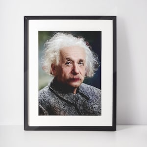 Albert Einstein Photo, 1947, Digitally enhanced and colourised, Instant Print Photos, Digital Art Download For Photo Printing, Mini prints