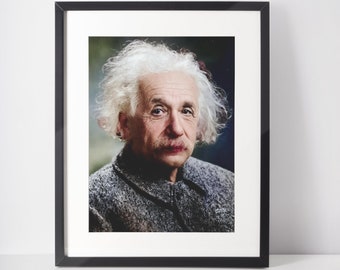 Albert Einstein Photo, 1947, Digitally enhanced and colourised, Instant Print Photos, Digital Art Download For Photo Printing, Mini prints