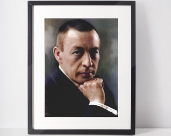 Sergei Rachmaninov Photo, 1921, Digitally Enhanced and Colourised, Digital Image Download for Print, Web or Phone wallpaper