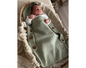 Knitted Baby Blanket Baby Sleeping bag Pram blanket Baby gift Baby Pram Liner Neutral Baby Gift Baby Boy Baby Girl