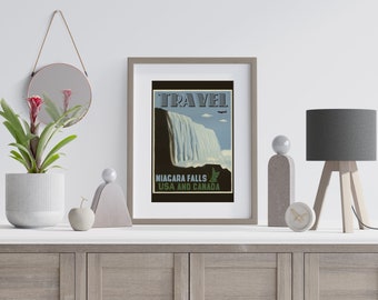 Niagara Falls Vintage Travel Poster, Canadian Wall Art, Vintage Wall Art, Vintage Poster, New York Wall Art, Niagara Falls State Park