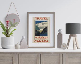 Lake Louise Canada Vintage Travel Poster, Canadian Wall Art, Vintage Wall Art, Vintage Poster