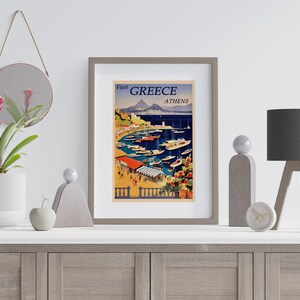 Athens Vintage Travel Poster, Greece, Greek Wall Art, Vintage Wall Art
