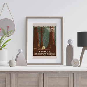 Vintage Sequoia National Park Camping Poster, Camping Wall Art, Vintage Wall Art, Outdoor Camping Decor