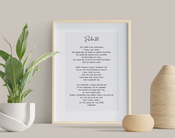 Psalm 23 Inspirational Wall Art for Christian Minimalist Decor Perfect Nursery or Baptism Gift for Him or Her