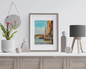 Venice Canal Vintage Travel Poster, Venice Travel Poster, Italian Wall Art, Vintage Wall Art, Vintage Poster