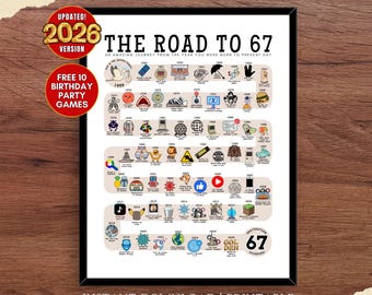 67歳への道、1959年の誕生日ポスター、67歳の誕生日プレゼント、67歳の誕生日パーティーの装飾、67年前の1959年への道 | デジタルファイル印刷可能