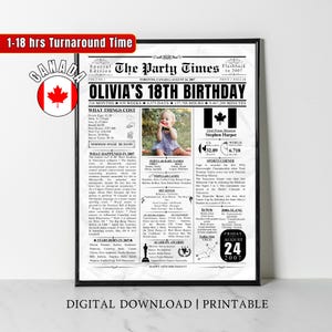Personalisierter 2007 KANADA 18. Geburtstag Zeitungsdruck, Kanadier 18. Geburtstag Poster, Personalisiertes Geburtstagsgeschenk für Sohn Tochter Him Her