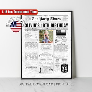 Custom 2007 USA 18th Birthday Newspaper Print American 18 Years Ago Back in 2007 Poster 18th Birthday Gift for Son Daughter Him Her Wall Art
