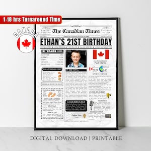 Cadeau personnalisé de 21e anniversaire pour femme et homme, affiche de journal en 2004, cadeau de 21e anniversaire pour fils et fille, 21e anniversaire CANADA