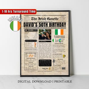 50.Geburtstag Geschenk für Ehemann Frau Freund, 1975 Geburtstag Plakat, 50.Geburtstag Zeitungsschild, vor 50 Jahren zurück in 1975 Highlights Irland