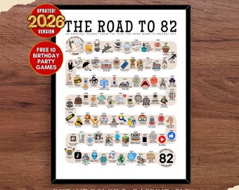 De weg naar 82, 1944 verjaardagsposter, 82e verjaardagscadeau, 82e feestdecor, route naar 82 jaar geleden terug in 1944 | DIGITAAL BESTAND AFDRUKBAAR
